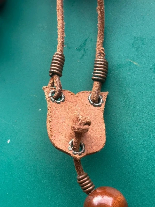 Large wooden and leather monk's rosary or prayer beads – photo 7